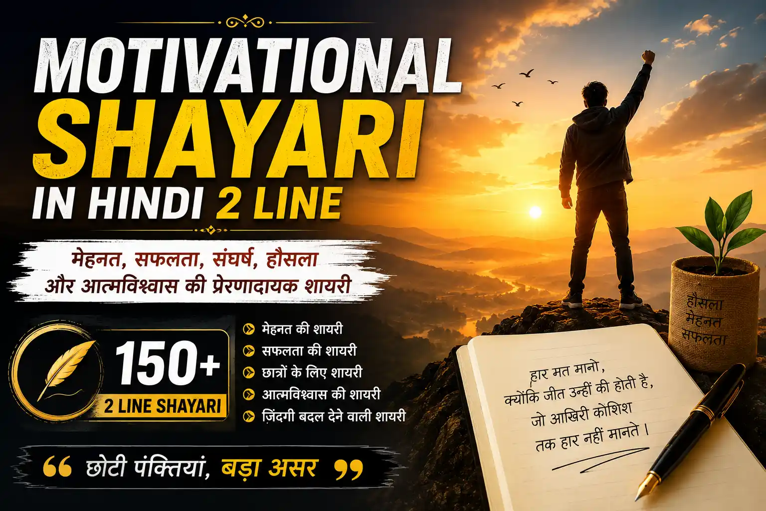 Motivational Shayari in Hindi 2 Line: 150 मेहनत, सफलता, हौसला और आत्मविश्वास की शायरी 1 Motivational Shayari in Hindi 2 Line