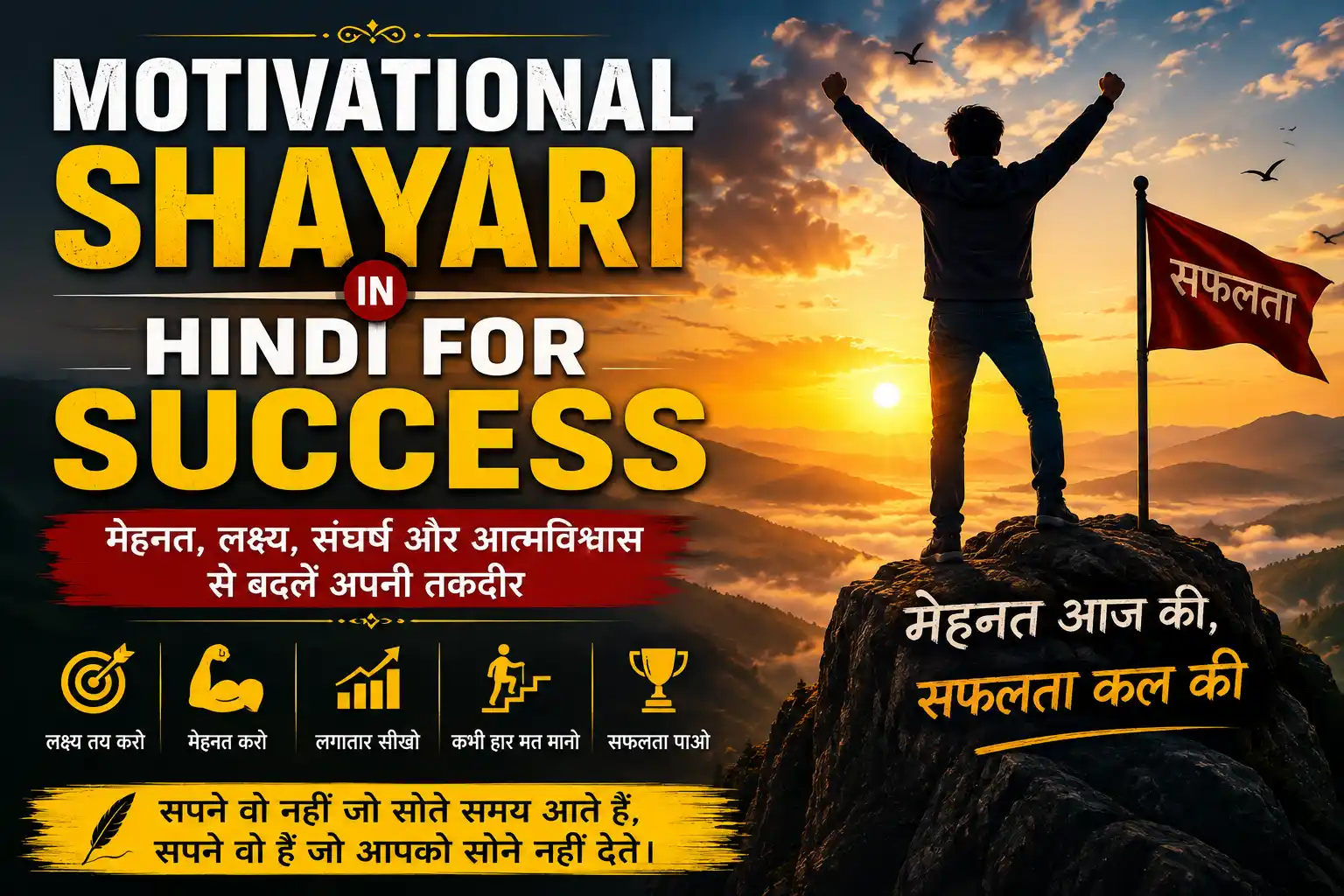 Motivational Shayari in Hindi for Success: 100+ सफलता, मेहनत, लक्ष्य और कामयाबी की शायरी 1 Motivational Shayari in Hindi for Success